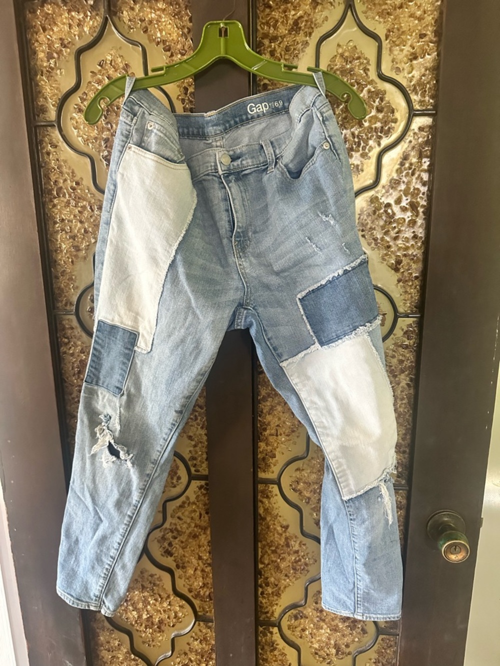 GAP Two-Tone Patchwork Light Blue Jeans